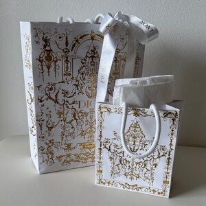 Christian Dior Holiday Printed Shopping Bags with Ribbon & Printed Tissue Paper